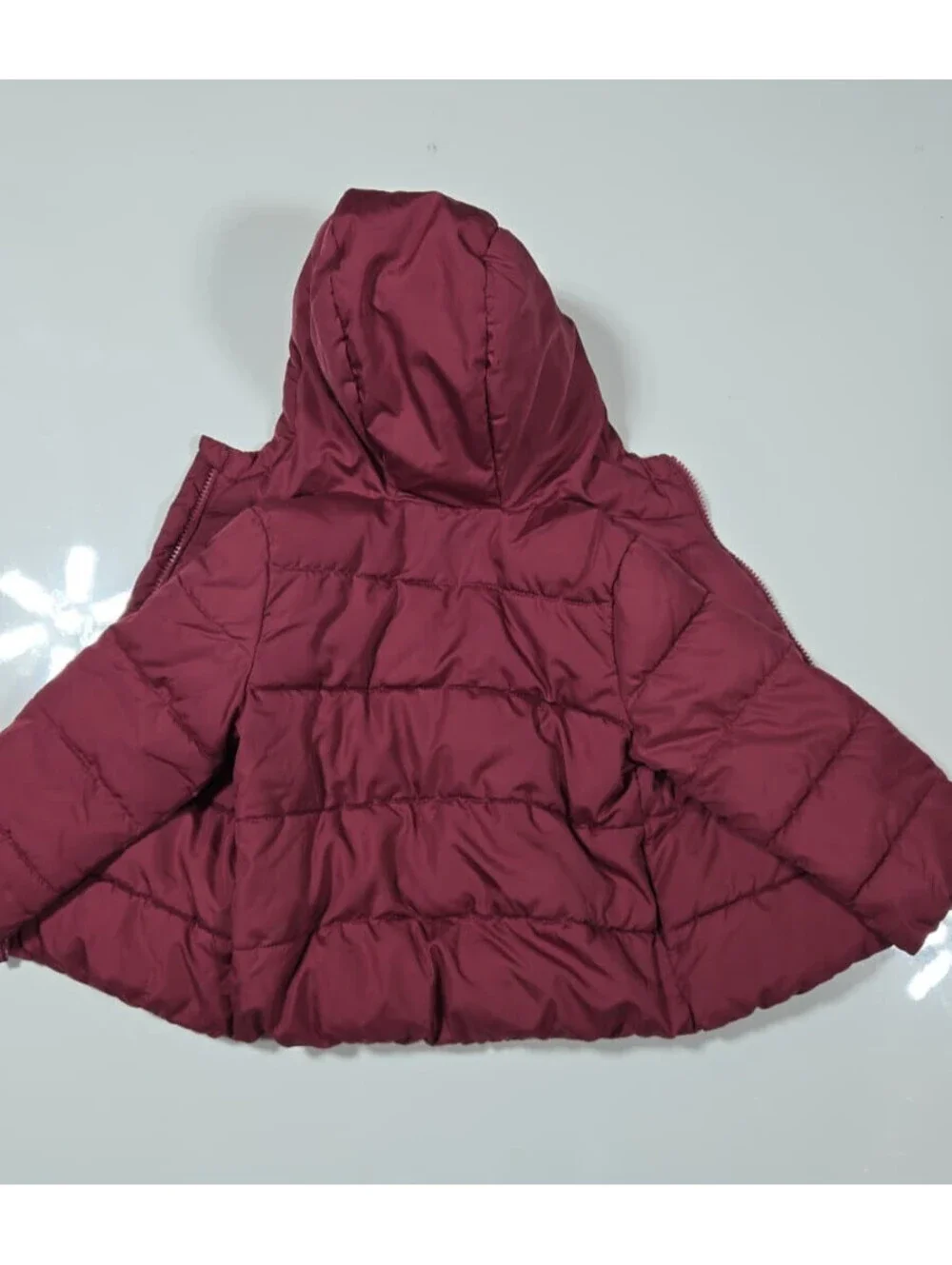 Children’s Place Puffer Jacket – Maroon Hooded Size 3T